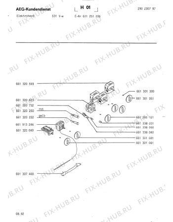 Взрыв-схема плиты (духовки) Aeg 531V-W - Схема узла Section6